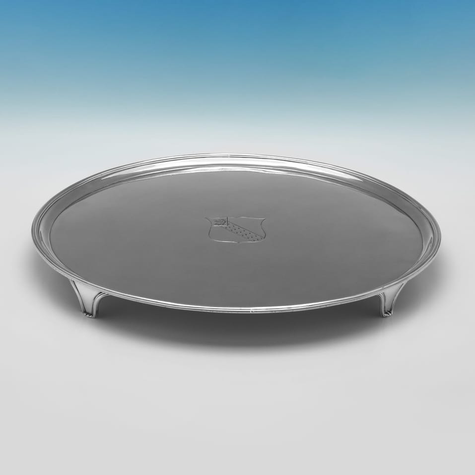 Antique Sterling Silver 16.25 Inch Diameter Salver - Hannam & Crouch, hallmarked in 1792 London - George III - Image 2