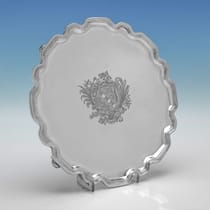 Sterling Silver Pair of Chippendale Salvers - Crate & Mansell, hallmarked in 1939 London - George VI - Thumbnail 2