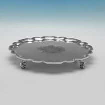 Sterling Silver Pair of Chippendale Salvers - Crate & Mansell, hallmarked in 1939 London - George VI - Thumbnail 3