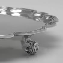 Sterling Silver Pair of Chippendale Salvers - Crate & Mansell, hallmarked in 1939 London - George VI - Thumbnail 5