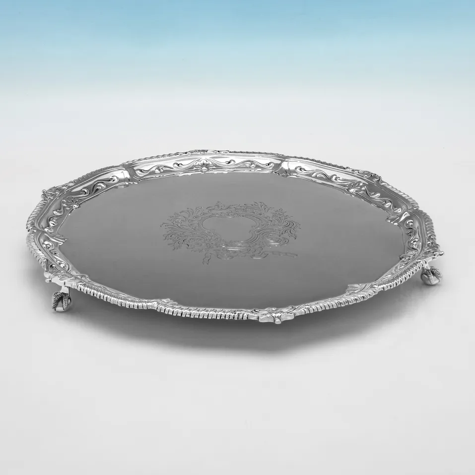 Antique Sterling Silver Salver - Gibson & Langman, hallmarked in 1889 London - Victorian - Image 2