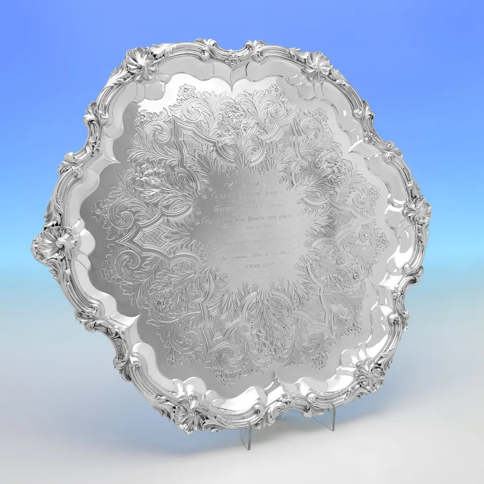 Antique Sterling Silver Salver - Barnards, hallmarked in 1837 London - Victorian