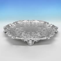 Antique Sterling Silver Salver - Barnards, hallmarked in 1837 London - Victorian - Thumbnail 2