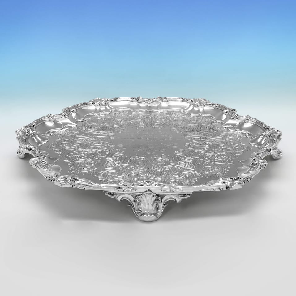 Antique Sterling Silver Salver - Barnards, hallmarked in 1837 London - Victorian - Image 2