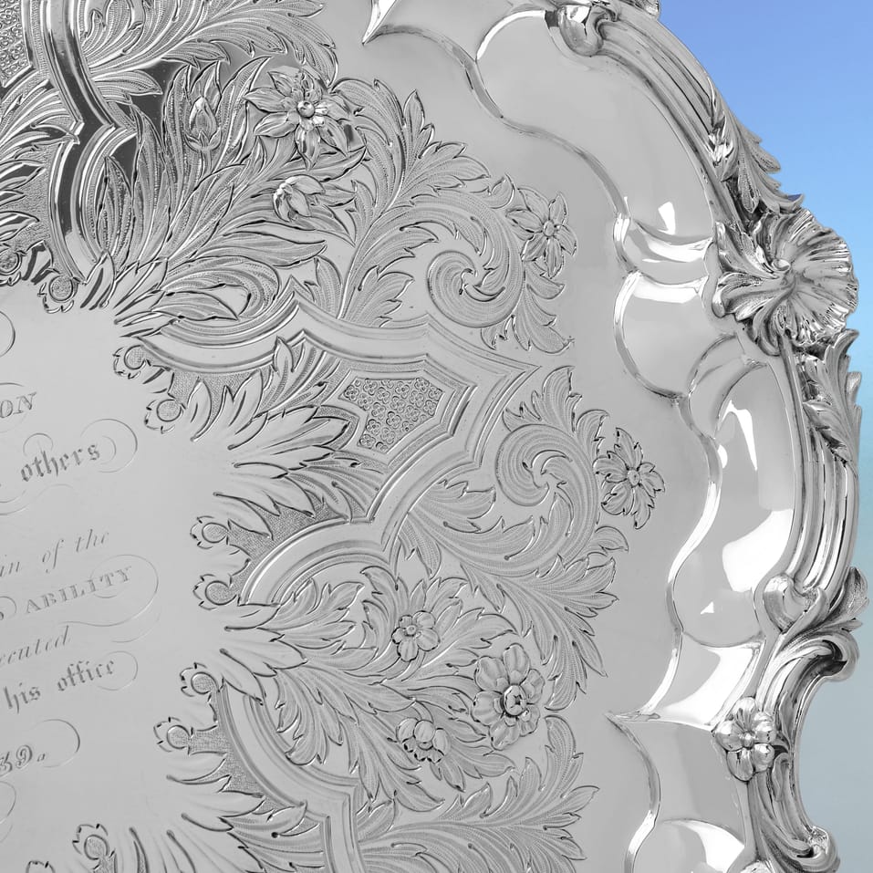 Antique Sterling Silver Salver - Barnards, hallmarked in 1837 London - Victorian - Image 4