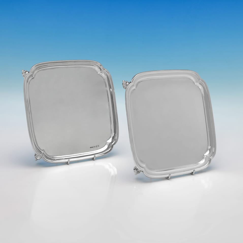 Sterling Silver Pair of Salvers - hallmarked in 1933 Sheffield - George V