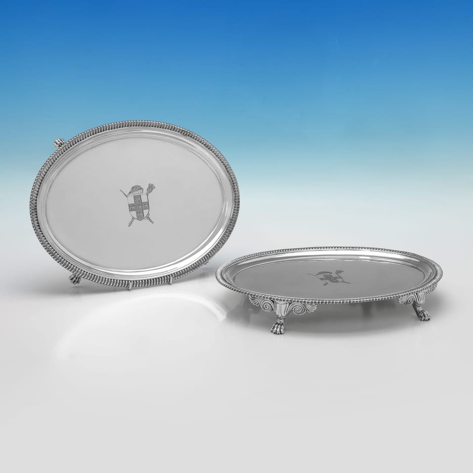 Antique Sterling Silver Pair of Salvers - Hannam & Crouch, hallmarked in 1804 London - George III