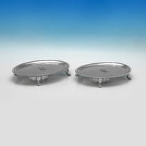 Antique Sterling Silver Pair of Salvers - Hannam & Crouch, hallmarked in 1804 London - George III - Thumbnail 2