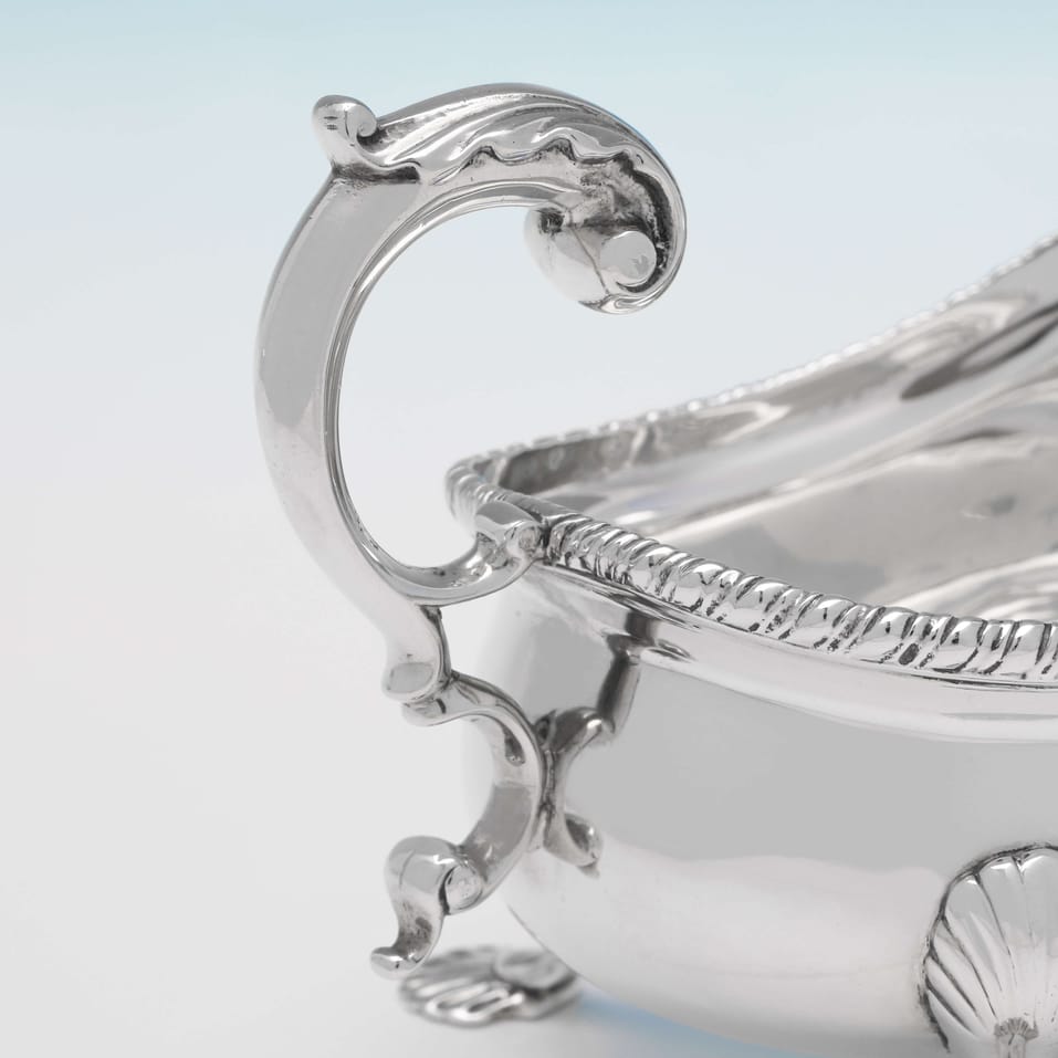 Antique Sterling Silver Pair of Sauce Boats - Lambert & Co., hallmarked in 1896 London - Victorian - Image 3