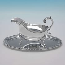 Sterling Silver Set of 4 Sauce Boats on Trays - Roberts & Belk, hallmarked in 1968 Sheffield - Elizabeth II - Thumbnail 2