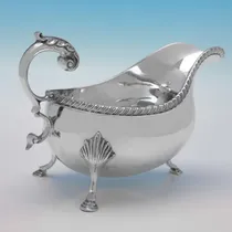 Sterling Silver Set of 4 Sauce Boats on Trays - Roberts & Belk, hallmarked in 1968 Sheffield - Elizabeth II - Thumbnail 3