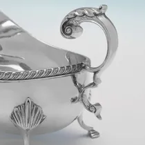 Sterling Silver Set of 4 Sauce Boats on Trays - Roberts & Belk, hallmarked in 1968 Sheffield - Elizabeth II - Thumbnail 4