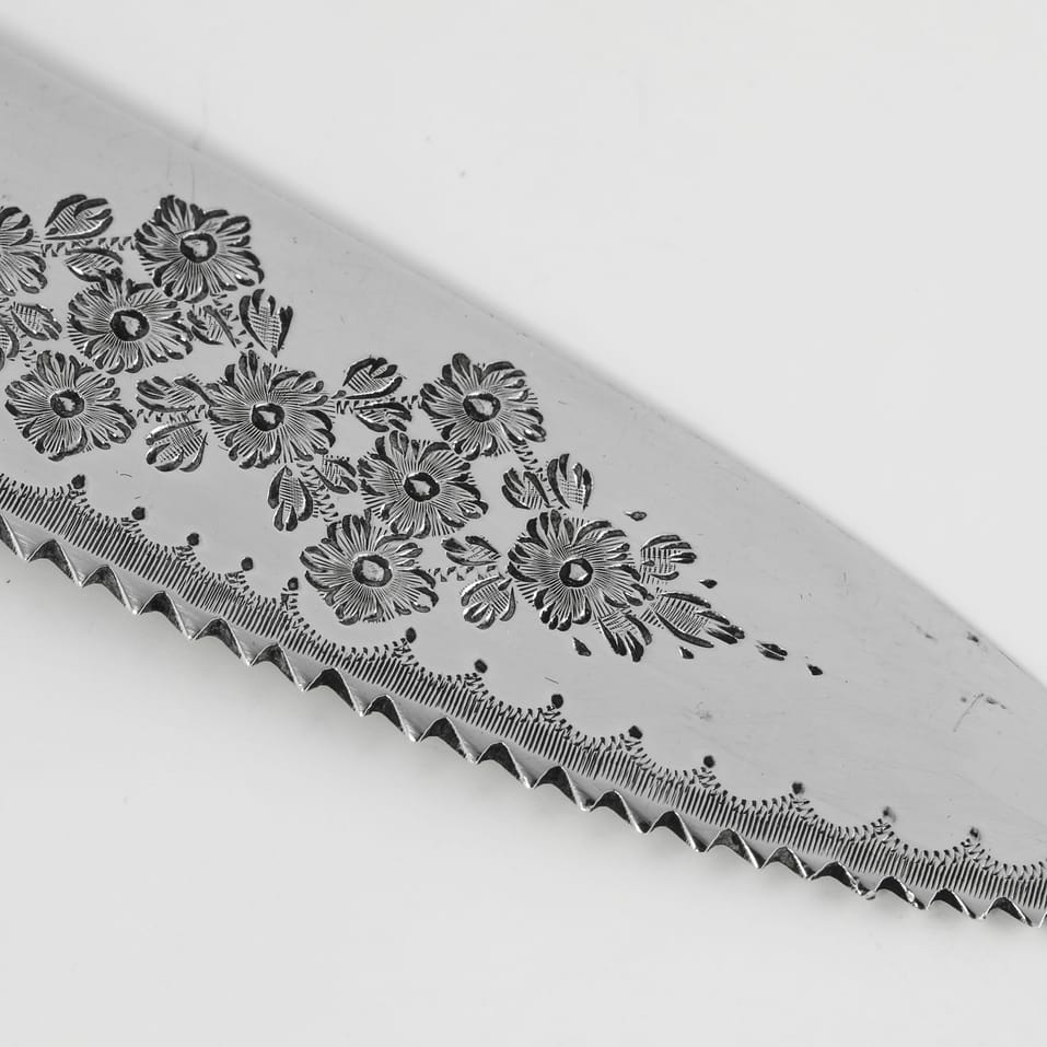 Antique Sterling Silver & Mother of Pearl Cake serving Knife & Fork - Martin, Hall & Co., hallmarked in 1897 Sheffield - Victorian - Image 5
