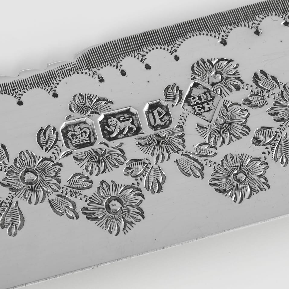 Antique Sterling Silver & Mother of Pearl Cake serving Knife & Fork - Martin, Hall & Co., hallmarked in 1897 Sheffield - Victorian - Image 6