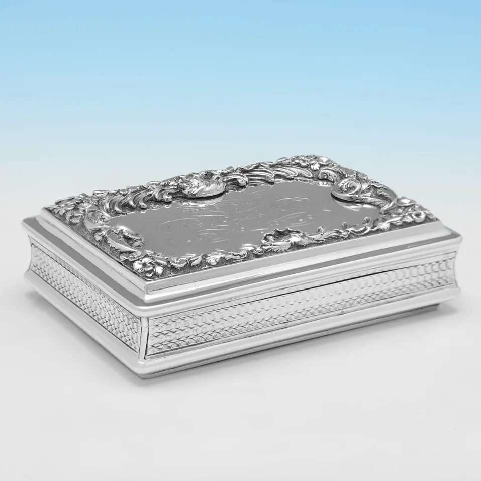Antique Sterling Silver Snuff Box - Edwin Jones, hallmarked in 1836 Birmingham - William IV