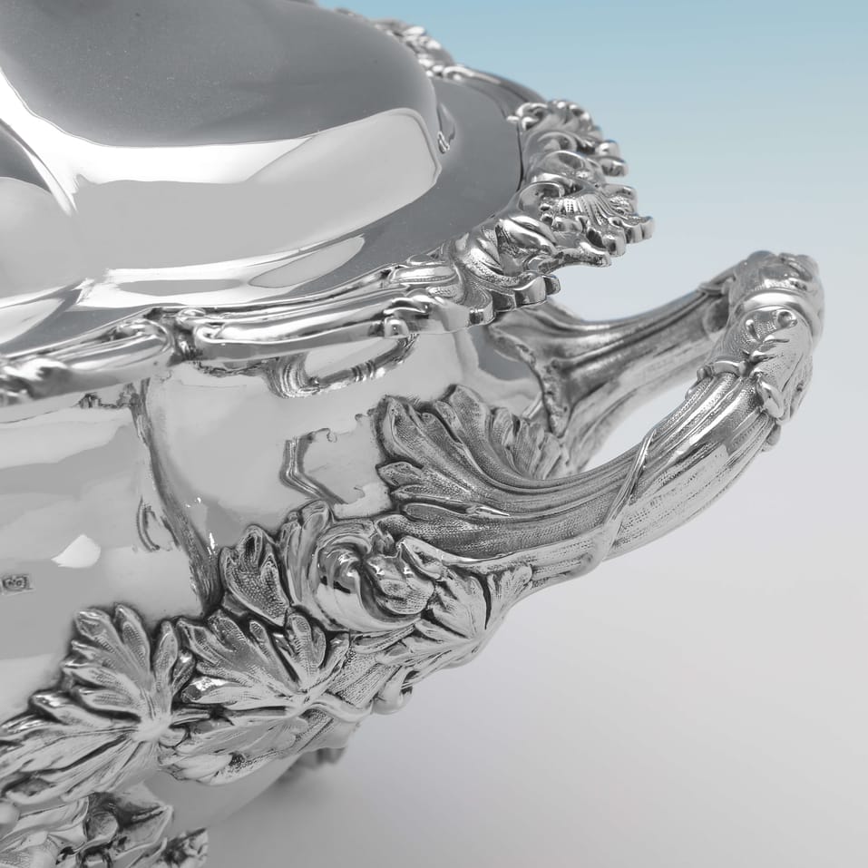 Antique Sterling Silver Soup Tureen - Robert Gainsford, hallmarked in 1833 Sheffield - William IV - Image 6