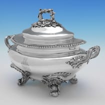 Antique Sterling Silver Soup Tureen - Barnards, hallmarked in 1835 London - William IV - Thumbnail 2