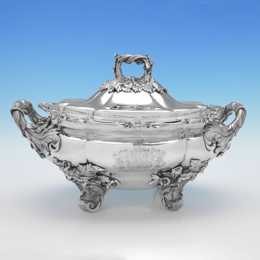 Antique Sterling Silver Soup Tureen - Benjamin Preston Hallmarked In 1827 London - Georgian - Image 1