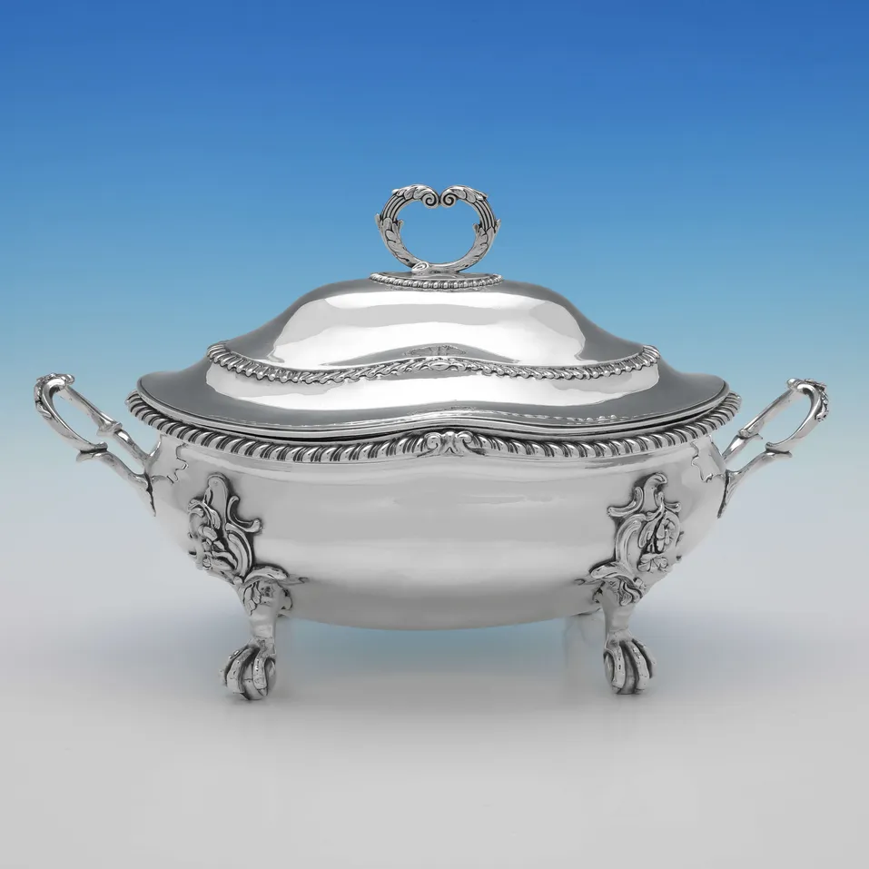 Antique Sterling Silver Soup tureen - Lewis Herne & Francis Butty, hallmarked in 1766 London - George III