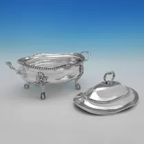 Antique Sterling Silver Soup tureen - Lewis Herne & Francis Butty, hallmarked in 1766 London - George III - Thumbnail 3