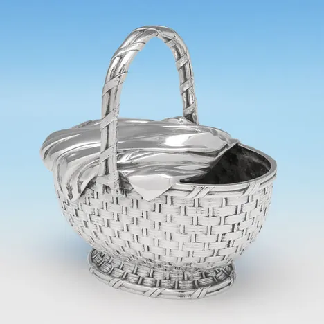 Antique Silver Plate Novelty 'Picnic Basket' Spoon Warmer - Elkington & Co., hallmarked in 1882 - Victorian