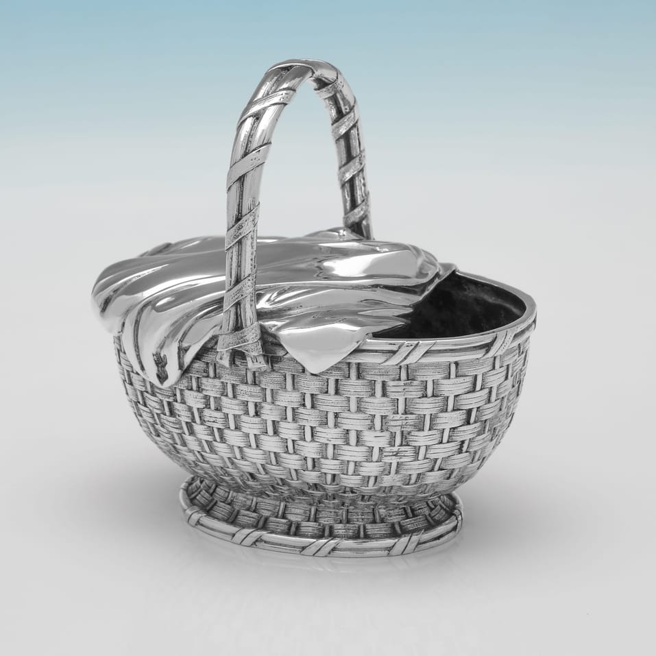 Antique Silver Plate Novelty 'Picnic Basket' Spoon Warmer - Elkington & Co., hallmarked in 1882 - Victorian