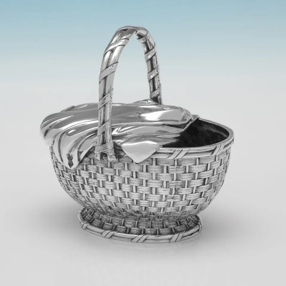 Antique Silver Plate Novelty 'Picnic Basket' Spoon Warmer - Elkington & Co., hallmarked in 1882 - Victorian