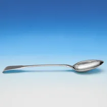 Antique Sterling Silver 'Fiddle' Straining Spoon - Eley, Fearn & Chawner, hallmarked in 1811 London - Regency - Thumbnail 2