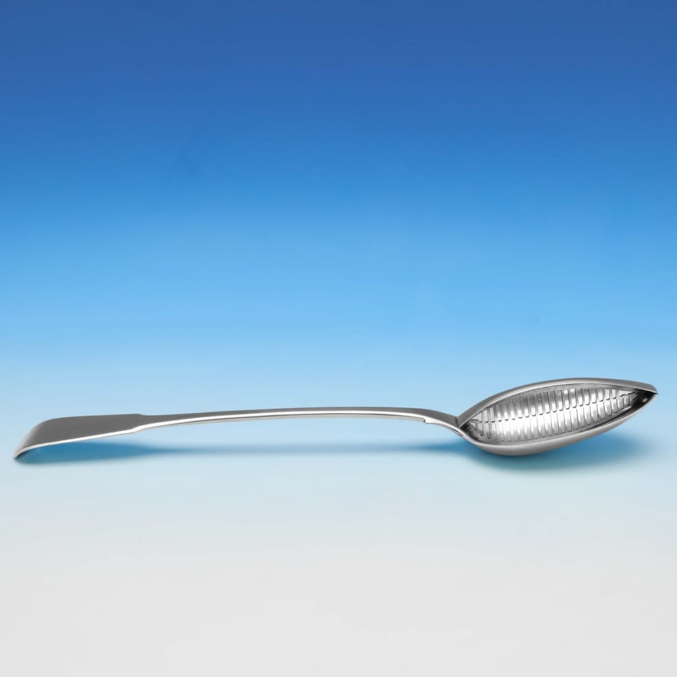 Antique Sterling Silver 'Fiddle' Straining Spoon - Eley, Fearn & Chawner, hallmarked in 1811 London - Regency - Image 2