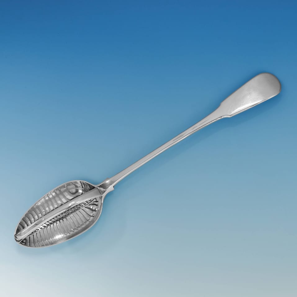Antique Sterling Silver 'Fiddle' Straining Spoon - Eley, Fearn & Chawner, hallmarked in 1811 London - Regency - Image 3