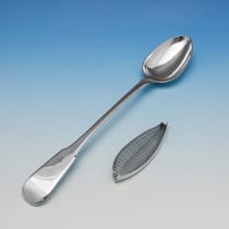 Antique Sterling Silver 'Fiddle' Straining Spoon - Eley, Fearn & Chawner, hallmarked in 1811 London - Regency - Thumbnail 5
