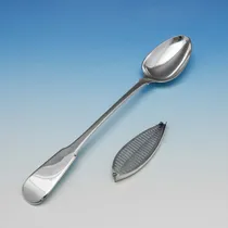Antique Sterling Silver 'Fiddle' Straining Spoon - Eley, Fearn & Chawner, hallmarked in 1811 London - Regency - Thumbnail 5