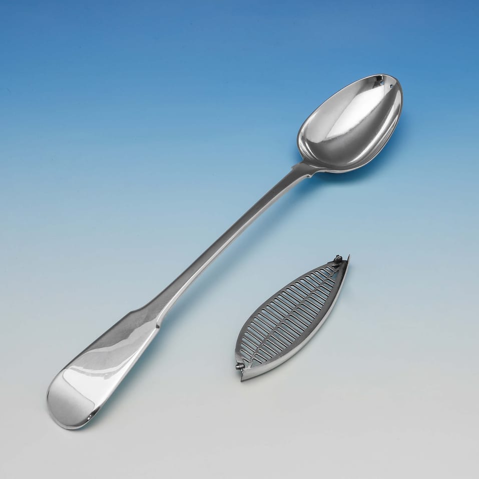 Antique Sterling Silver 'Fiddle' Straining Spoon - Eley, Fearn & Chawner, hallmarked in 1811 London - Regency - Image 5