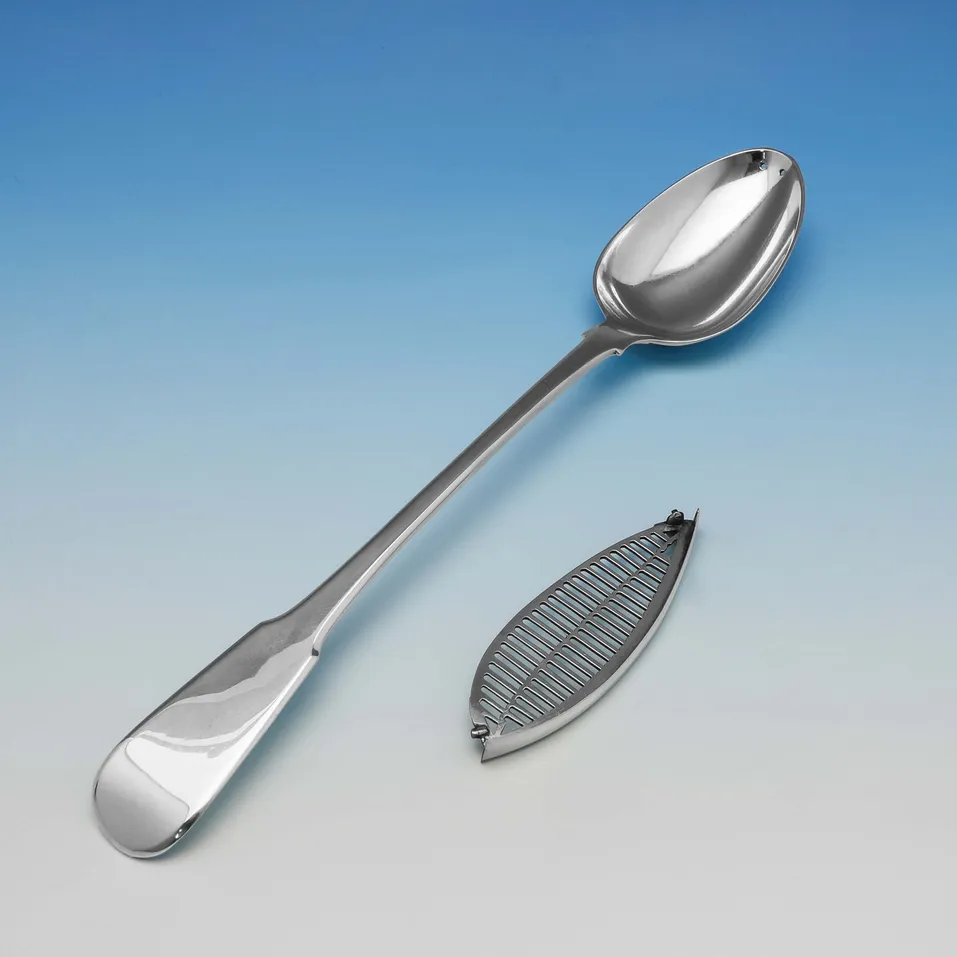 Antique Sterling Silver 'Fiddle' Straining Spoon - Eley, Fearn & Chawner, hallmarked in 1811 London - Regency - Image 5