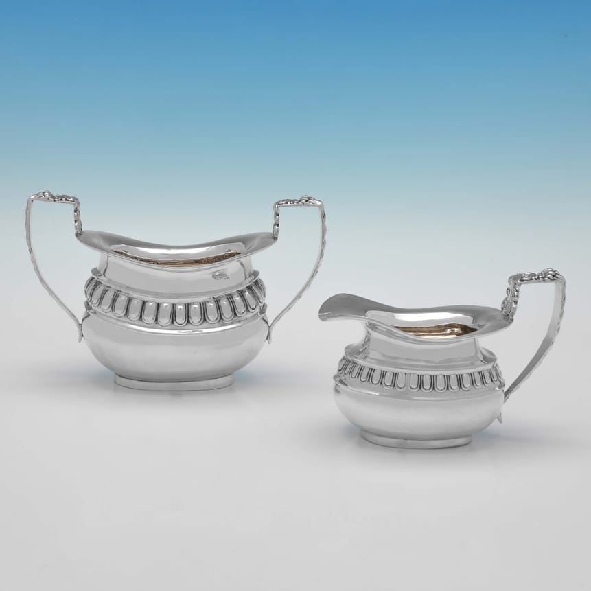 Antique Sterling Silver Sugar And Cream Sets - Nathan & Hayes Hallmarked In 1905 Chester - Edwardian - Image 1