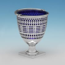 Antique Sterling Silver & Glass Sugar Basket - Henry Atkin, hallmarked in 1911 Sheffield - George V - Thumbnail 2