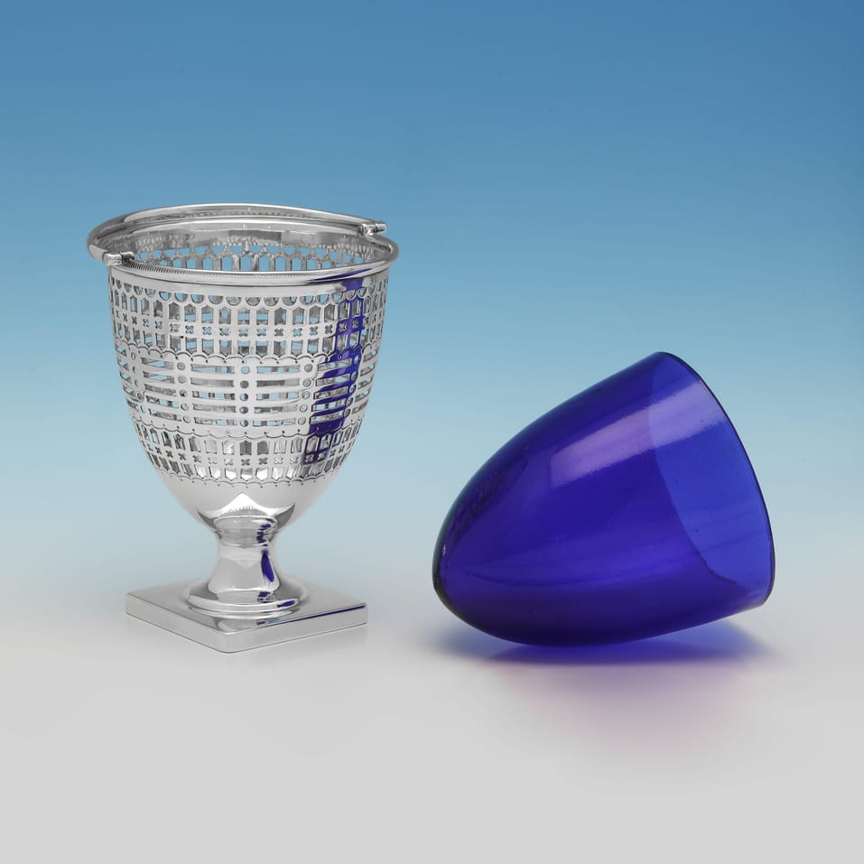 Antique Sterling Silver & Glass Sugar Basket - Henry Atkin, hallmarked in 1911 Sheffield - George V - Image 3