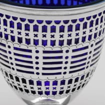Antique Sterling Silver & Glass Sugar Basket - Henry Atkin, hallmarked in 1911 Sheffield - George V - Thumbnail 4