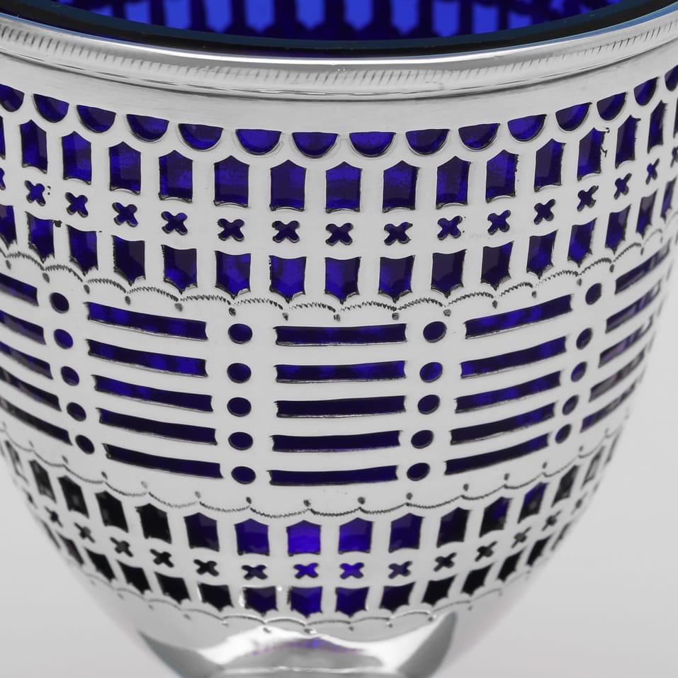 Antique Sterling Silver & Glass Sugar Basket - Henry Atkin, hallmarked in 1911 Sheffield - George V - Image 4