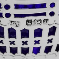 Antique Sterling Silver & Glass Sugar Basket - Henry Atkin, hallmarked in 1911 Sheffield - George V - Thumbnail 5