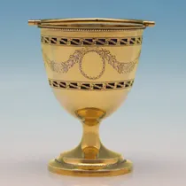 Antique Sterling Silver & Glass Gilt Sugar Basket - hallmarked in 1921 Sheffield - George V - Thumbnail 2