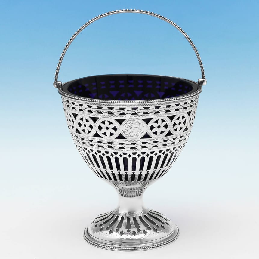 Antique Sterling Silver Sugar Basket - Robert Hennell I Hallmarked In 1781 London - Georgian - Image 1