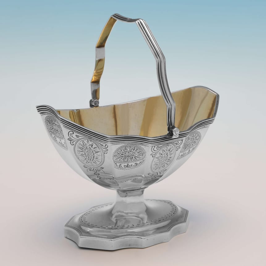 Antique Sterling Silver Sugar Basket - Henry Chawner Hallmarked In 1792 London - Georgian - Image 1