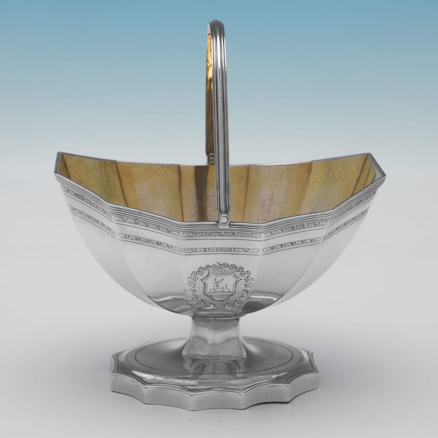 Antique Sterling Silver Sugar Basket - Chowner, hallmarked in 1792 London - George III