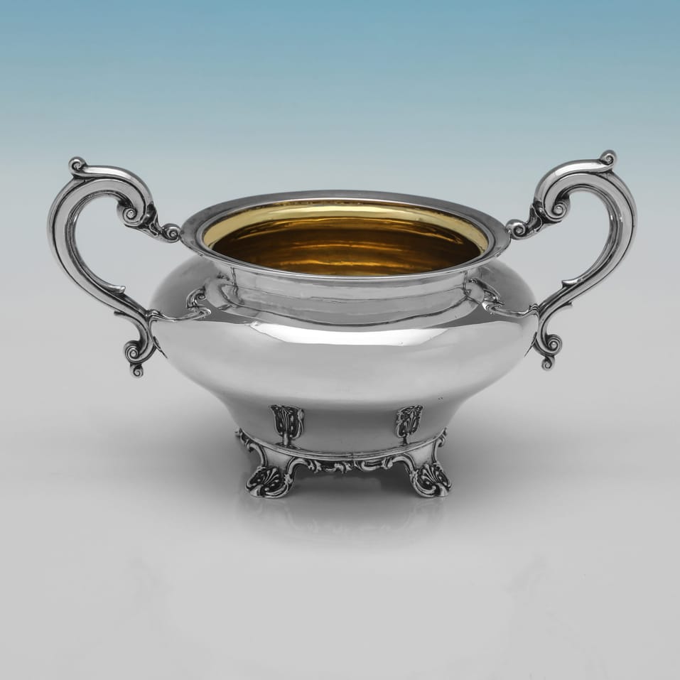 Antique Sterling Silver Sugar Bowl Hallmarked in York - James Barber & William North, hallmarked in 1840 York - Victorian