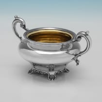 Antique Sterling Silver Sugar Bowl Hallmarked in York - James Barber & William North, hallmarked in 1840 York - Victorian - Thumbnail 2
