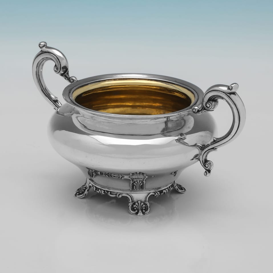 Antique Sterling Silver Sugar Bowl Hallmarked in York - James Barber & William North, hallmarked in 1840 York - Victorian - Image 2