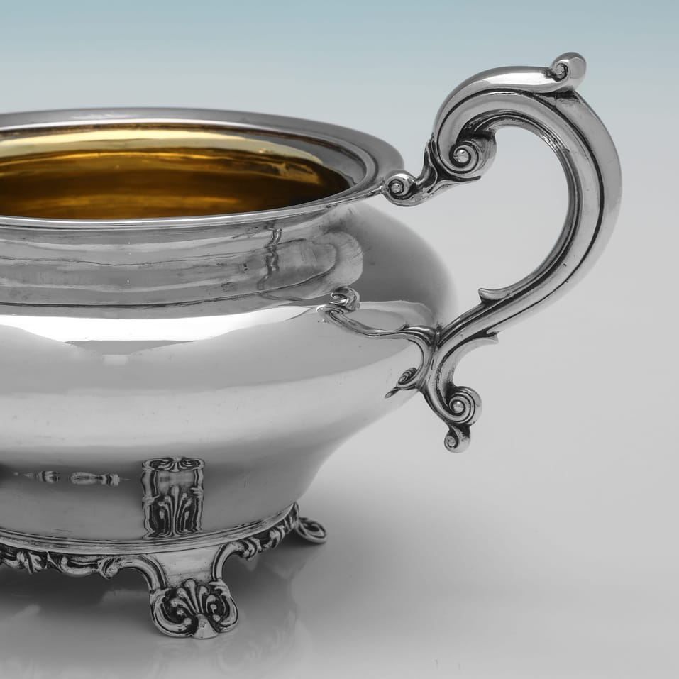 Antique Sterling Silver Sugar Bowl Hallmarked in York - James Barber & William North, hallmarked in 1840 York - Victorian - Image 3
