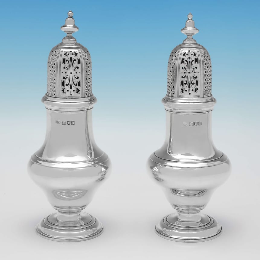 Antique Sterling Silver Pair Of Sugar Casters - J. Parkes & Co. Hallmarked In 1908 London - Edwardian - Image 1