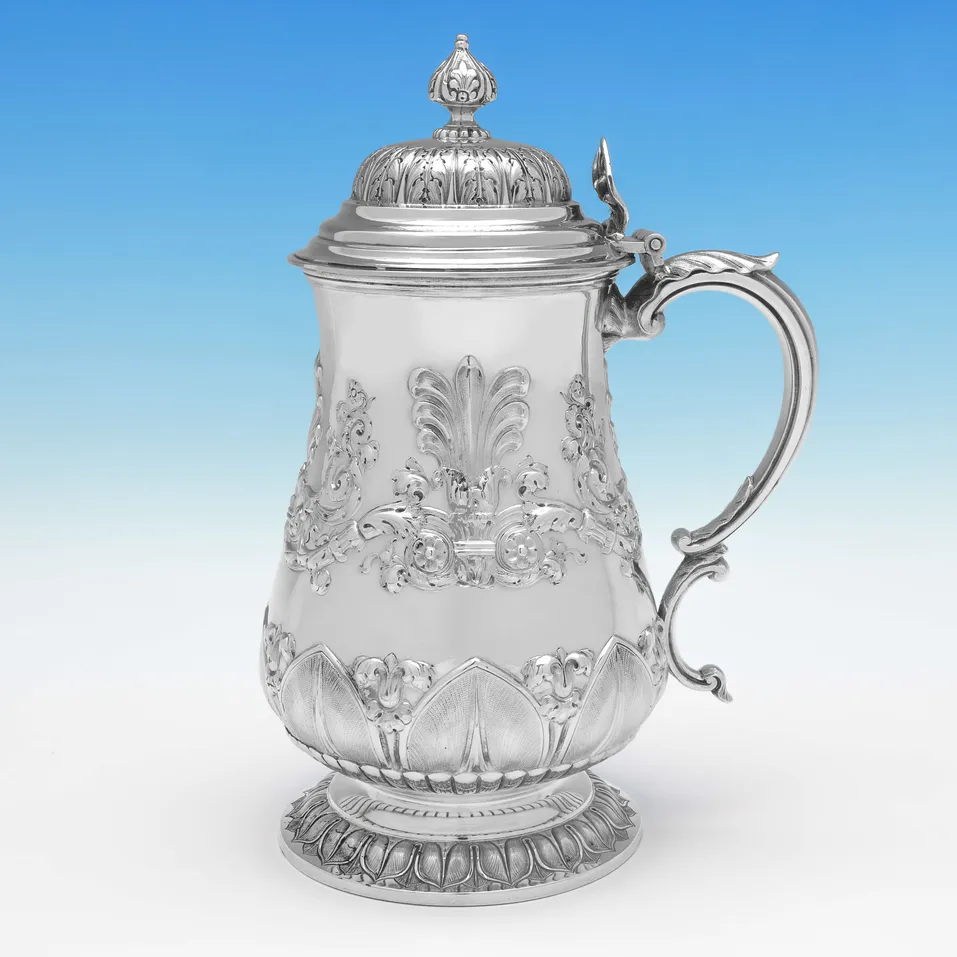 Antique Sterling Silver Tankard - Hawksworth Eyres & Co., hallmarked in 1856 Sheffield - Victorian